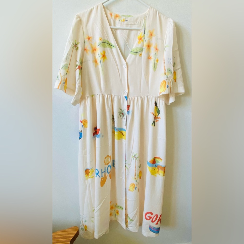 Beautiful Dress for vacatons Colorful Button-Down Dress XL